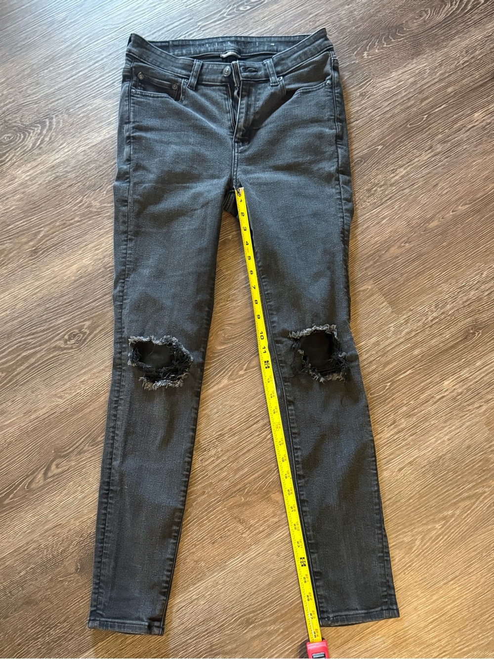 American Eagle Outfitters Black Skinny Jeans with Distressed Knees